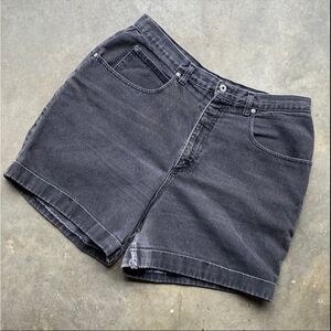 Vintage LA Blues High Waisted Denim Shorts Faded Black Cotton Cuffed Plus 20